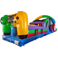 Wahana Permainan Inflatable Obstacle Course  Esport Bouncy Castle dengan Seluncuran Air untuk Bisnis Sewa Pesta