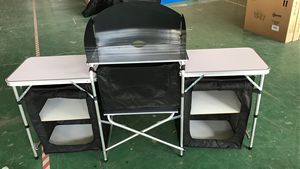 Station <span class=keywords><strong>de</strong></span> <span class=keywords><strong>cuisine</strong></span> Portable en aluminium, pliante, <span class=keywords><strong>Camping</strong></span>, pique-nique, Table <span class=keywords><strong>de</strong></span> <span class=keywords><strong>cuisine</strong></span> avec armoire - Product Image 2