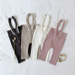 2025 INS versión coreana suave y cómodo pantalón de encaje de verano de cintura alta para niña con tela de punto con correa femenina - Product Image 1