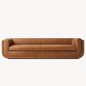 Juego de Sofás de Cuero Nórdico Moderno con Tapicería Lineal <span class=keywords><strong>Limpia</strong></span>, Diseño Minimalista para Sala de Estar y Habitación de Hotel - Product Image 1