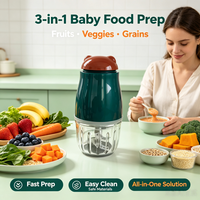 Robot culinaire multifonctionnel pour bébé, apparence d'ours mignon, mini hachoir électrique en verre pour viande et légumes