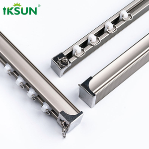 Iksun New Design Low Price Ceiling Wall Mounted S Fold Aluminium Alloy Double <b>Curtain</b> Rail Track for Hotel Project Engineering - Product Image 2
