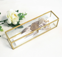 Boîte à rouleaux vintage en verre et laiton pour cartes d'invitation de mariage, invitations d'anniversaire, invitations de festival, boîte en verre transparent