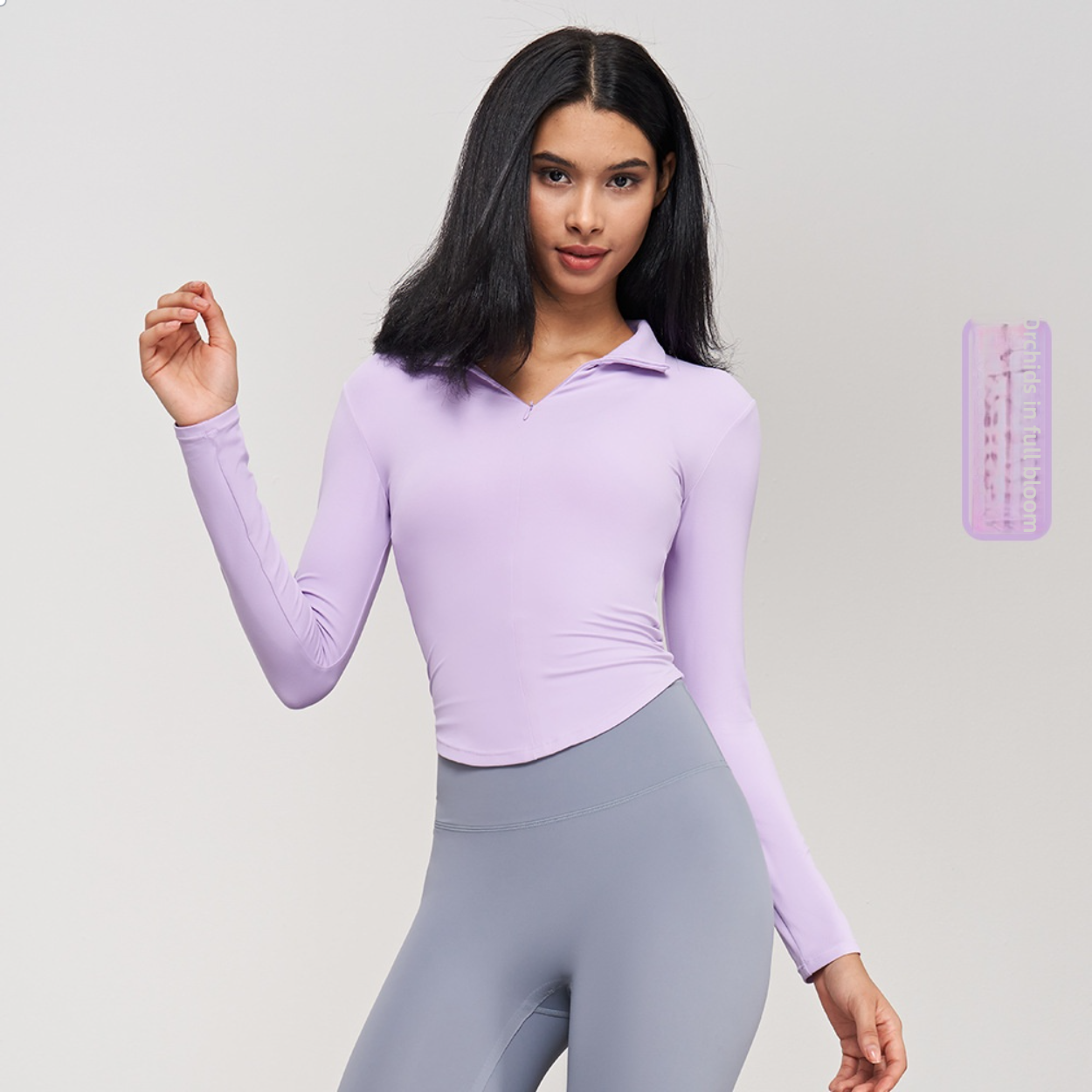 Womens Stand up Collar Zip up Yoga Top Slim Fit Long Sleeve Activewear Buy Bulk Items for Resale