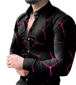 Camisa de Manga Longa para Homens, Camisa de Botão Jacquard de Alta Qualidade para Casamentos e Festas - Product Image 1