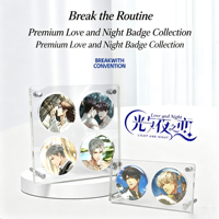 Support de Présentation pour Figurines Anime 75mm avec Autocollant Badge Anime Étoile, Boîte de Rangement en Acrylique à Grille, Étagère de Rangement