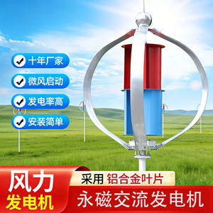 เครื่องกำเนิดไฟฟ้าพลังลมแกนตั้ง 1000W 12V 24V ระบบไฮบริดพลังงานแสงอาทิตย์และลมกำลังสูงสำหรับใช้งานกลางแจ้ง - Product Image 2