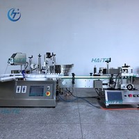 Machine de remplissage et de bouchage automatique d'huile de parfum HAITE, petit flacon à bille en verre, déodorant liquide, pour flacons à bille avec étiqueteuse