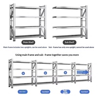 Système d'étagères de stockage industriel à 4 niveaux, robuste, en fer/acier, sans boulons, autoportant, réglable et pliable