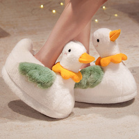 Femmes mignon dessin animé canard forme intérieur pantoufles hiver marque fourrure adultes chaussures doux coton tissu fête Occasion