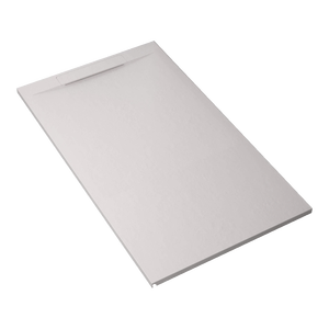 Piatto Doccia Moderno CALATRAVA 90x140 in Granito Bianco con Motivo Quadrato in Acciaio Inox e Resina per Hotel - Product Image 1