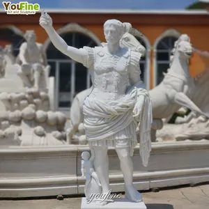 Escultura de Estatua de Caesar Augustus de mármol natural Blanco clásico famoso tallado a mano a la venta