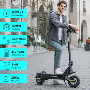 Scooter Eléctrico HEZZO de 48V y 1600W con Doble Motor, Scooter Todoterreno Plegable de 10 Pulgadas, Batería de 864Wh, Velocidad Máxima de 50 km/h, Largo Alcance - Product Image 5