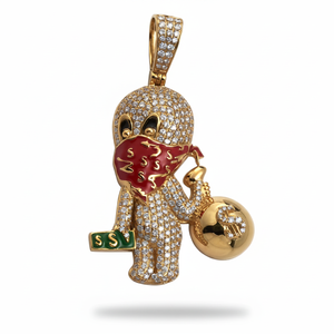 Pendentif foulard rouge Spook Robber entièrement serti de diamants ronds, pendentif et breloque en diamant véritable - Product Image 2