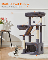 Arbre à chat en sisal durable de 38,5 pouces, tour pour chats d'intérieur et chatons, avec condo luxueux, paniers réglables et emballage en carton