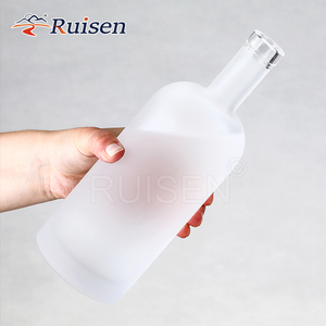 Nhà Sản xuất nhà máy bán vòng Flint Glass Frosted chai với nắp cho Brandy Vodka Tequila tinh thần - Product Image 1