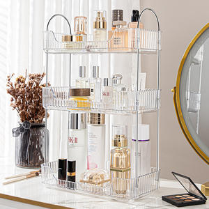 Tocador de pie de plata de lujo ligero, estante de cosméticos de escritorio multifuncional, organizador de maquillaje para almacenamiento doméstico - Product Image 4