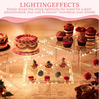 Gaojian Lot de 3 supports à dessert en acrylique transparent Lumière LED Fond amovible Ensemble de table de présentation de cupcakes Buffet de mariage Outils pour gâteaux
