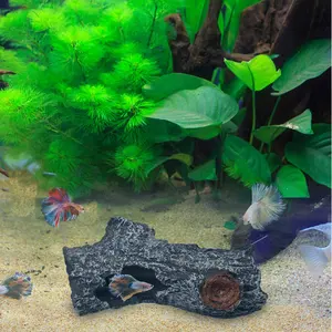 Wholesale Simulation Resin Aquarium Driftwood Hollow Wood Tree Hole Shelter Hole Fish Tank Ornament Aquarium Decorations