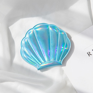 Girls Handheld PU Leather Magnifying Cosmetic <b>Mirror</b> Seashell Shape with Double Sides Personalized Style Folding <b>Mirror</b> - Product Image 6