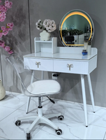 Bureau de maquillage minimaliste blanc moderne pour petits appartements Panneau de fibres de bois de densité moyenne avec miroir éclairé pour hôtel