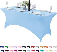 Nappe rectangulaire ajustée en Spandex tricoté de 8 pieds, résistante aux plis, extensible, pour la maison, les hôtels, les fêtes, les mariages et les banquets