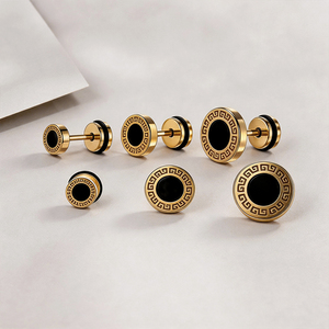 Pendientes de Acero Inoxidable 316L Antideslustre con Diseño de Disco Redondo de Meandro Griego, Accesorios para Piercing de Hélice y Lóbulo, Regalo - Product Image 3