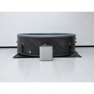Bain à remous <span class=keywords><strong>gonflable</strong></span> effet bois <span class=keywords><strong>pour</strong></span> 3 personnes, utilisable toute l'année, bain à remous extérieur, bain à remous intérieur avec jets <span class=keywords><strong>d</strong></span>'air, <span class=keywords><strong>spa</strong></span> rond portable - Product Image 3