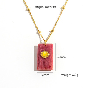 Nuova Collana Trendy con Catena a Maglie e Ciondolo in Pietra Naturale, Collana Charm in Acciaio Inossidabile Impermeabile per Donne - Product Image 4