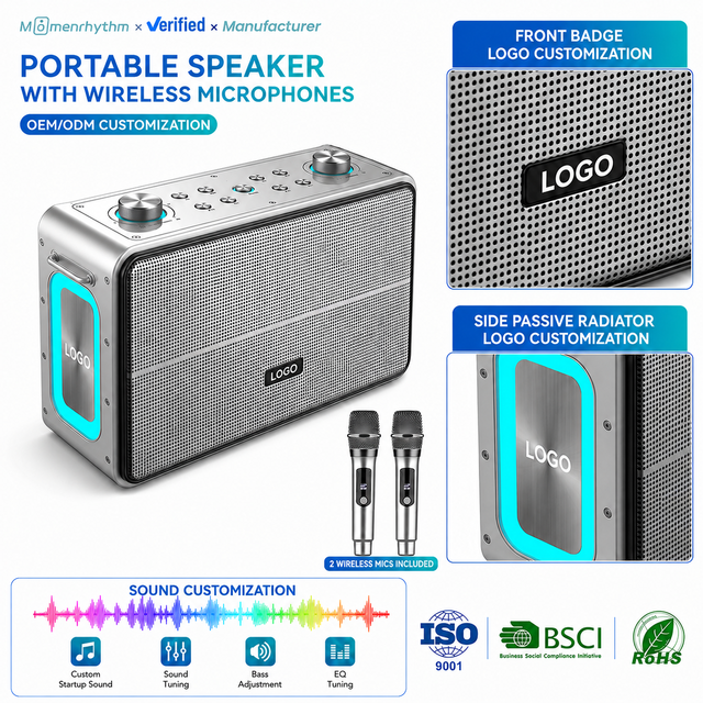 Speaker OEM Custom Design With Dual Microphones TWS AUX USB High Power Speaker and 360° Surround Sound for Party Use