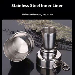 Stainless Steel Outdoor Foldable Travel <b>Cup</b> Creative Retractable Portable <b>Tea</b> Wine <b>Cup</b> Personalized Mini Wash <b>Cup</b> Promotion - Product Image 4