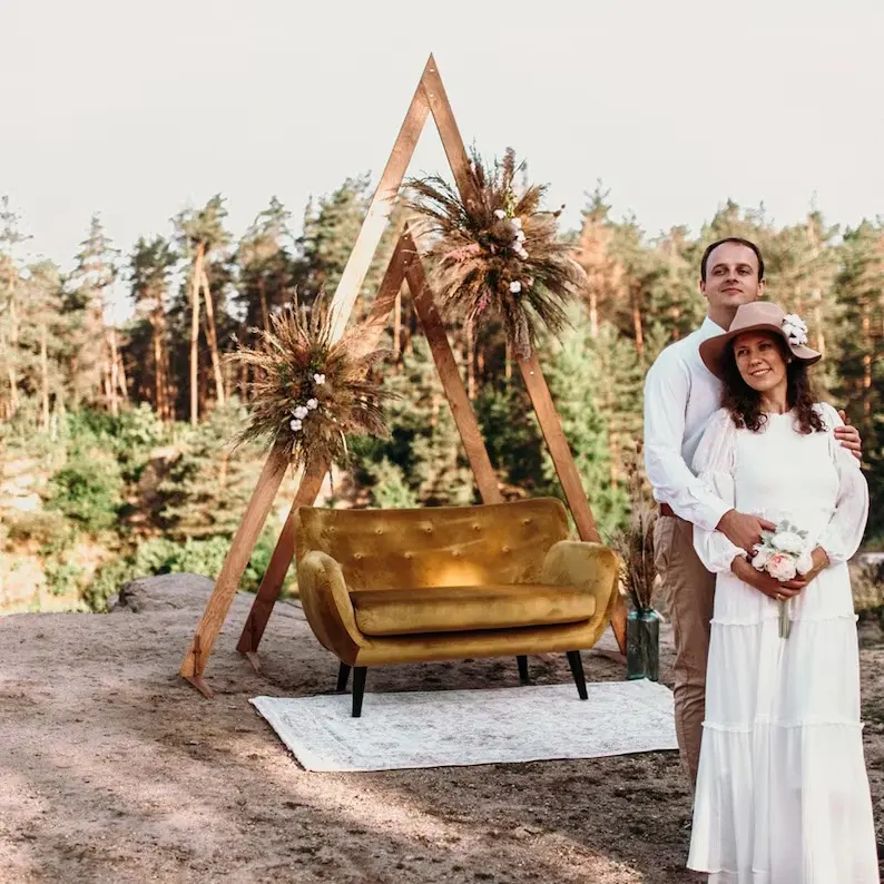 Arco De Madeira Triângulo Cerimônia De Casamento Heavy Duty Wedding Arch Stand Dobrável