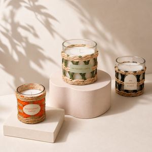 Vela Aromática Artesanal en Frasco de Vidrio Tejido MW, Vela de Aromaterapia Bohemia para Decoración del Hogar - Product Image 3