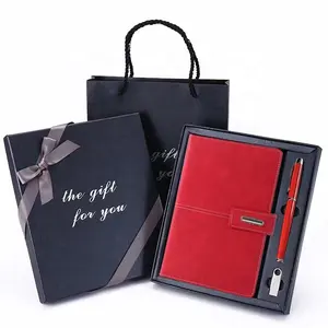 Individuelles 2024 Luxus-Notizbuch Geschenkset Werbegeschenke Geschäftsgeschenke Rot Leder A5 Tagebuch-Notizblock mit Stift