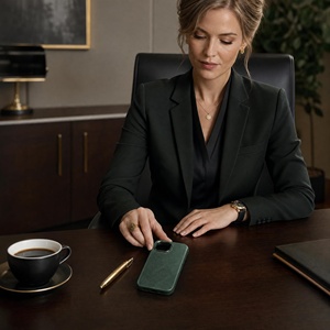 Étui de téléphone pour <span class=keywords><strong>iPhone</strong></span> 16 <span class=keywords><strong>Pro</strong></span> en daim italien de qualité supérieure, entièrement enveloppant, découpé avec précision au laser, aimant puissant, service OEM/ODM - Product Image 6
