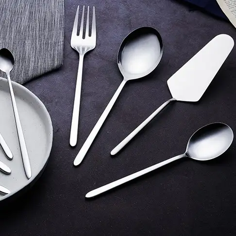 Mirror Silverware fish knife and fork set, cake shovel, Salad Service Knife Fork Spoon Servicing Flatware Sets For wedding