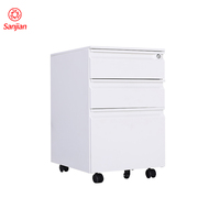 Meuble de Rangement Vertical Compact Moderne en Acier, Meuble Mobile à 3 Tiroirs Verrouillables, Écologique, pour Bureau, Atelier, École