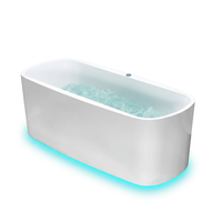 Baignoire de luxe à jupe, double extrémité, silencieuse, grand format d'angle avec jets de massage pour salle de bain principale