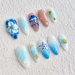 <span class=keywords><strong>Uñas</strong></span> Artificiales Cortas Cuadradas Color Rosa Pálido, Talladas en 3D con Flores, Pintadas a Mano, <span class=keywords><strong>de</strong></span> Alta Calidad, Novedad al por Mayor - Product Image 2