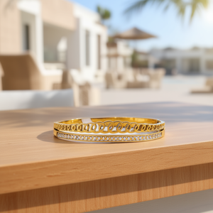 Brazalete de Moda en Acero Inoxidable 316L con Baño de Oro PVD, Joyería Sostenible y Resistente - Product Image 3