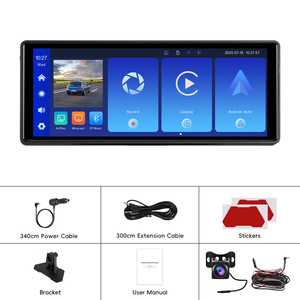 Podofo Cámara para Coche Inalámbrica Portátil de 10.26'' con CarPlay y Android Auto, Rotación de 180°, Lente Dual 4K, para Autos y Camiones + Cámara HD de 4 Pines OEM - Product Image 6