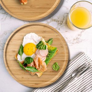 Bandeja de bambú, platos redondos de madera, tabla de servicio de charcutería <span class=keywords><strong>para</strong></span> mostrador de cocina, <span class=keywords><strong>mesa</strong></span> de café <span class=keywords><strong>para</strong></span> comedor en casa, maceta <span class=keywords><strong>para</strong></span> plantas de pan y frutas - Product Image 5