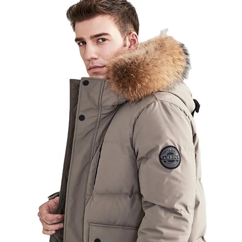 Veste d'hiver en duvet pour homme, manteau de fourrure épais, grande taille, vente en gros