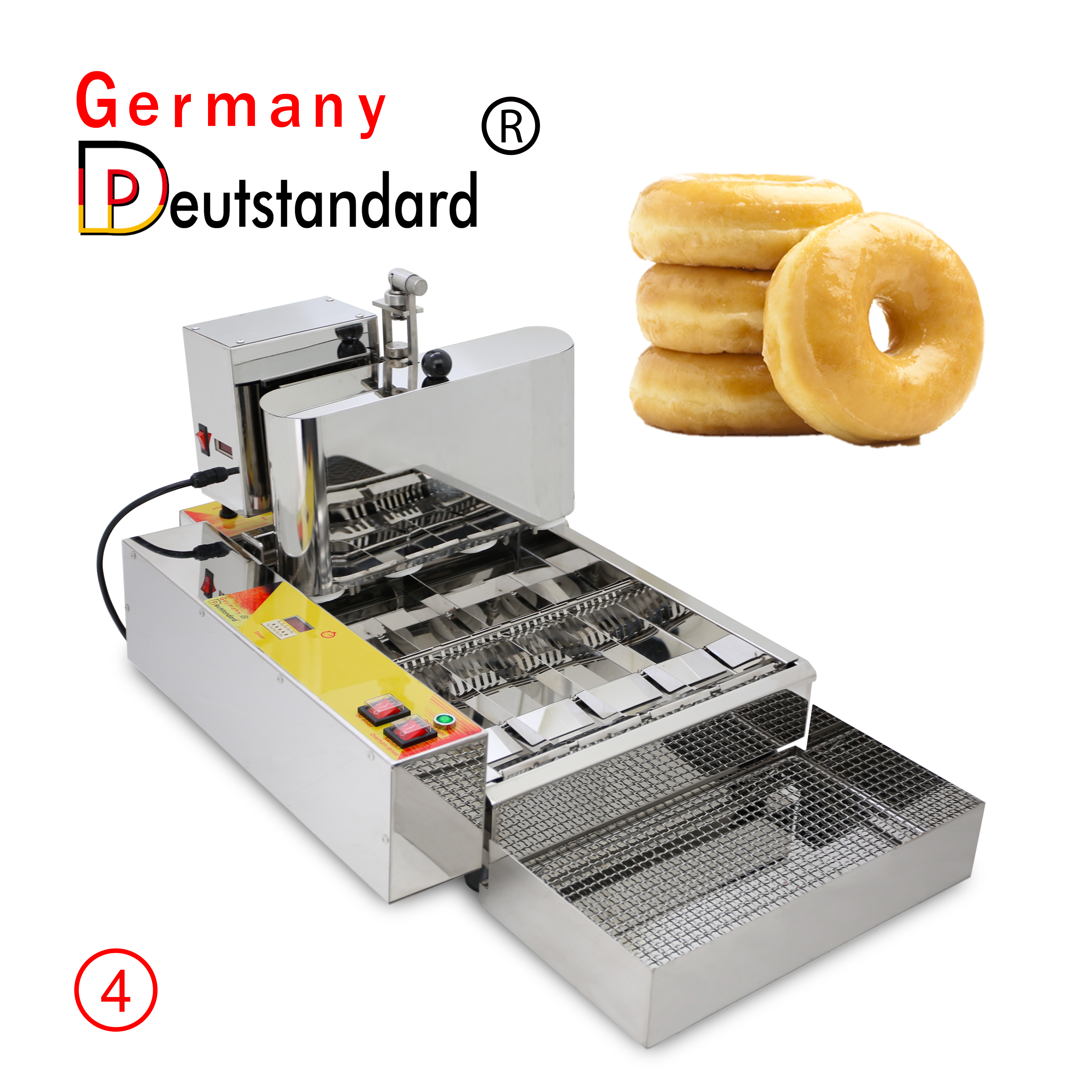 Máquina de fazer massa automática elétrica comercial, 4 linhas, mini máquina de fritura de rosquinha