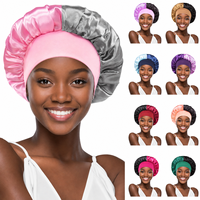 Grand bonnet de nuit en satin de soie réglable avec large bande élastique, unisexe pour adultes, pour tresses, sommeil, soirées et usage quotidien
