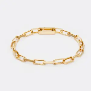 High Quality 14K Gold Bracelet Patterned Square Chain Customizable Bracelet Fashion Jewelry Women for Girls for Party Daily Wear