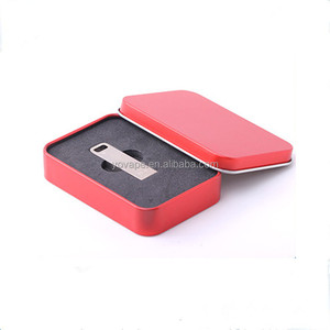 Sản xuất nhà máy vuông hộp hình chữ nhật cho USB Flash đĩa Cookies Biscuit Black Gold nhỏ Kim loại hộp thiếc với rõ ràng PVC cửa sổ - Product Image 2