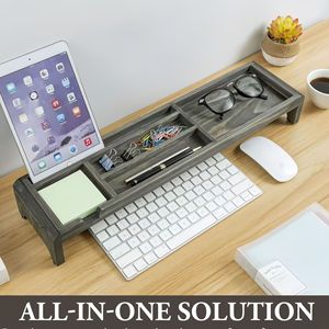 Wooden Keyboard Tray Stand With Storage Compartments For <b>Desk</b> Organization And <b>Space</b> <b>Saving</b> - Product Image 5