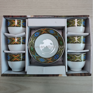 Juego de Tazas y Platos de Porcelana con Diseño Tradicional de Azulejos Etíopes, Precio de Fábrica - Product Image 1