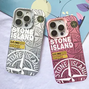 Color silver IMD personalized trend stone island mobile phone cases for iPhone 11 12 13 14 15 promax xr xsmax phone accessories